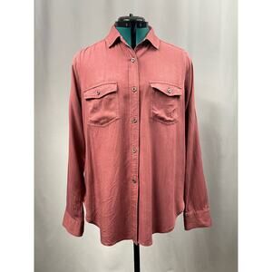 MUDD Long Sleeve Button Up Shirt Pockets Size Medium Color Burgandy